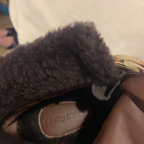 NWOT SEE BY CHLOÉ Eileen leather Lace-Up Shearling-Lined Hiking Boots Size 10.5 - Picture 14 of 15